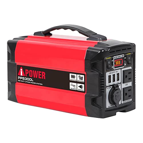 A-iPower Portable Power Station 300W with Lithium-Ion Battery, 288Wh Battery Power Supply for Home Emergency Use, CPAP, Camping, Weekend Trip and Fishing