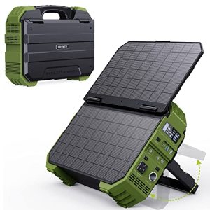 BROWEY Portable Power Station with 30W Solar Panel, 614.4Wh LiFePO4 Battery Backup, 110V/600W(Peak 1200W) Pure Sine Wave AC Outlet, Generator for Outdoor Camping, RV Travel, Home Use, Green (PN-C600)