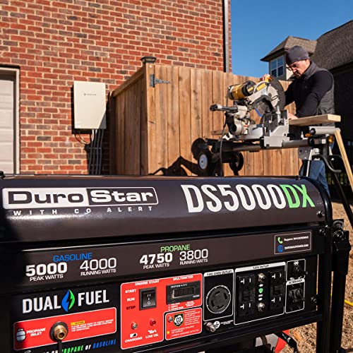 DuroStar DS5000DX 5,000-Watt/4,000-Watt 224cc Electric Start Dual Fuel Portable Generator w/CO Alert