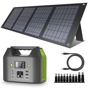 EnginStar 150W Small Solar Generator with 40W Solar Panel, 6 Outputs 42000mAh Portable Charger Power Bank for Outdoor Home Emergency