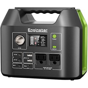 EnginStar Solar Generator, 300W Portable Power Station, 296Wh Lithium Battery Backup w/Two 110V Pure Sine Wave AC Outlet for Camping Road Trip RV, 80000mAh Sufficient Power Supply