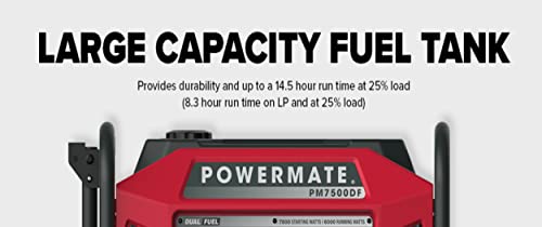 Powermate P0081800 PM7500 7500-Watt Dual Fuel Portable Generator - Reliable Power Solution for Home, Camping, and Emergency Backup