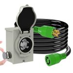 RVINGPRO 4 Prong 30 Amp Generator Cord 25FT and Pre-Drilled Inlet Box Waterproof Combo Kit, NEMA L14-30P to L14-30R Generator Cord with NEMA L14-30P Generator Inlet, ETL Listed