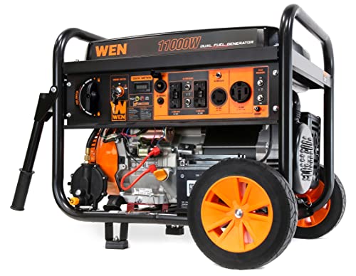 WEN DF1100X 11000-Watt Electric Start Portable Generator with Wheel Kit and CO Shutdown Sensor, Black