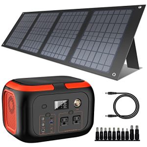 296Wh-600W-Portable-Power-Station-with-40W-Solar-Panel-Solar-Generator-Outdoor-Backup-Battery-Supply-with-AC-Outlet-for-Tent-Camping-Home-Emergency-Traveling-RV-Trip-0