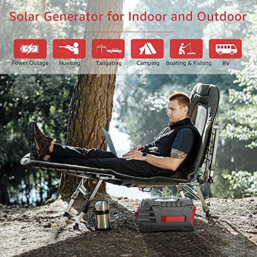 296Wh Portable Power Station with 60W Solar Panel, Solar Generator Outdoor Backup Battery Supply with AC Outlet for Camping, Home Emergency, Traveling, RV Trip