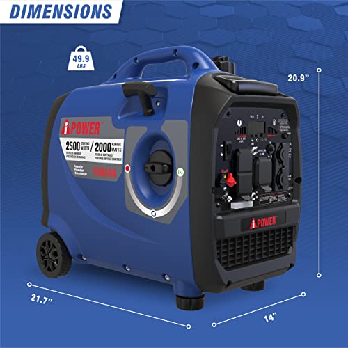A-iPower Portable Inverter Generator, 2500W Ultra-Quiet Powered By Yamaha Engine RV Ready, EPA & CARB Compliant, CO Sensor Ultra Lightweight For Backup Home Use, Tailgating & Camping (SC2500i)