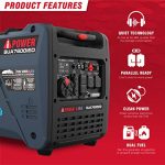 A-iPower Portable Inverter Generator, 7600W Dual Fuel Electric Start RV Ready, EPA & CARB Compliant CO Sensor, With Telescopic Handle For Backup Home Use, Tailgating & Camping (SUA7600iED)