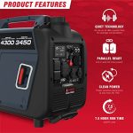 A-iPower Portable Inverter Generator Gas, 4300W RV Ready, EPA & CARB Compliant CO Sensor, Portable Light Weight With Telescopic Handle For Backup Home Use, Tailgating & Camping (SUA4300i)