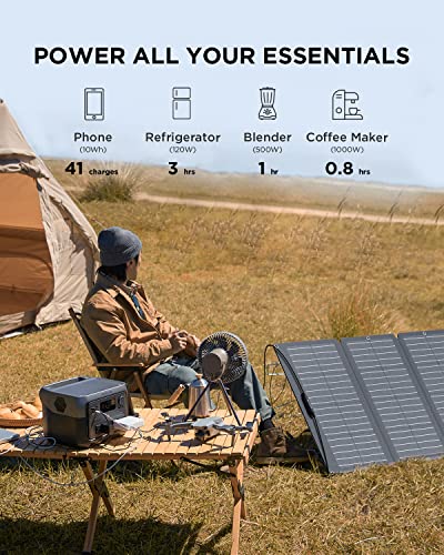 EF ECOFLOW RIVER 2 Max Solar Generator 512Wh Long-life LiFePO4 Portable Power Station& 160W Solar Panel for Home Backup Power, Camping & RVs 100% Charged in 60m with 3000+ Cycles & Up to 1000W Output