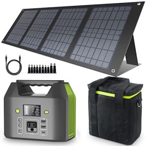 EnginStar 150W Small Solar Generator with 40W Solar Panel and Carry Bag, 6 Outputs 42000mAh Portable Charger Power Bank for Outdoor Home Emergency