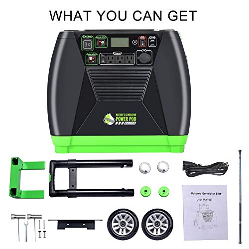 Nature's Generator Elite with Cart -3600w Solar and Wind Powered Generator in Quiet Operation with 12V DC port,2 USB ports,3 AC outlets and 120V 30amp pure sine wave AC outlet