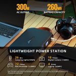 Egretech Portable Power Station 300W, Plume 300W 260Wh Solar Generator with 100W PD, Up to 6 Devices & 500W Power Output, Outdoor Power Station with LED Light for Camping/Home Use/Emergency
