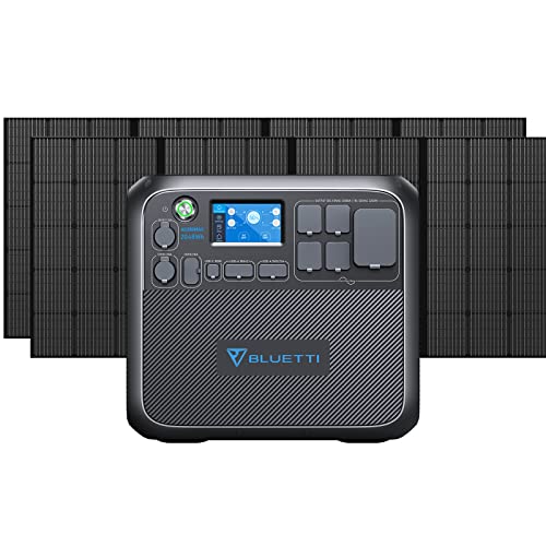 BLUETTI Solar Generator AC200MAX with 2 350W Solar Panel Included, 2048Wh Portable Power Station w/ 4 2200W AC Outlets, LiFePO4 Battery Pack, Expandable to 8192Wh for Home Backup, Road Trip, Off Grid