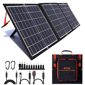 Portable Solar Panel 60W Foldable Solar Panel Charger Kit for Jackery Power Station, Goal Zero Yeti Power Station, Suaoki Portable Generator USB Devices with USB and DC Port