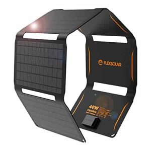 FlexSolar 40W Solar Chargers USB-A QC3.0 18W USB-C DC 40W Outputs Power Emergency ETFE Panels Foldable IP67 Waterproof Camping Backpacking Hiking for Phones Power Banks Tablets Small Power Station