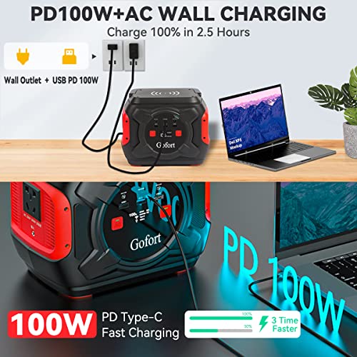 320W Portable Power Station 292Wh Wireless Charger 15W PD 100W & 100W 18V Portable Solar Panel Included Compatible with Phones Laptops Tablet for Outdoor