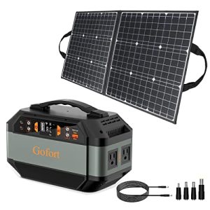 GOFORT Portable Power Station 330W 299Wh/80850mAh & 100W 18V Portable Solar Panel Included Compatible with Phones Laptops Tablet for Outdoor RV Van Camping Travel Home Emergency Power Supply