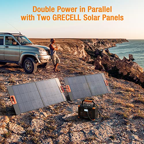 GRECELL Portable Power Station 2400W Solar Generator with 2 * 100W Solar Panel, 1843Wh UPS Backup LiFePO4 Battery Power Supply with 11 Outlets(4 2400W AC Outlets,2 PD100W) for Home CPAP Camping RV