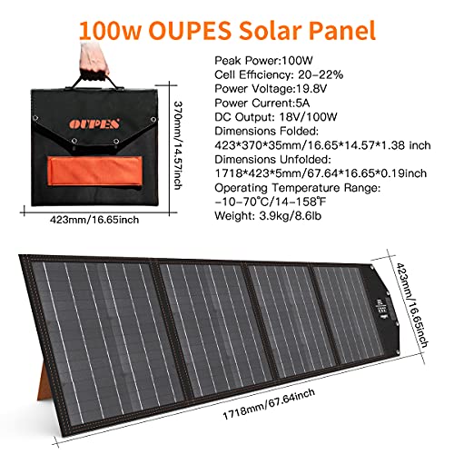 OUPES 600W Portable Power Station, Solar Generator with 100W Solar Panel, 595Wh(186000mAh) LiFePO4 Power Station for Outdoors Home Use RV Camping
