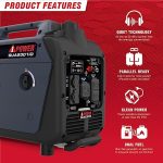 A-iPower Portable Inverter Generator Dual Fuel, 2300W RV Ready, EPA & CARB Compliant CO Sensor, Light Weight With Telescopic Handle For Backup Home Use, Tailgating & Camping (SUA2301iD)