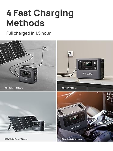AFERIY solar generator with solar panel 1200W Portable Power Station with 2 pcs Foldable Solar Panel 200W (new-MWT), Solar Power Generator for RV Van House Outdoor Camping