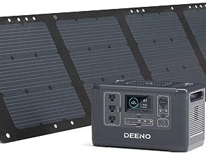 DEENO Portable Power Station X1500 with 200W Solarpanel, 1036Wh LiFePO4 (LFP) Battery, 1500W(Peak 3000W) Solar Generator Power Supply for Outdoor Camping RVs Home Use Emergency Travel
