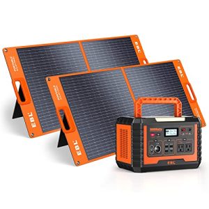 EBL Portable Power Station, Solar Generator 1000W and 2X 100W Portable Solar Panel with 2 x AC Outlets, 3 x QC3.0 USB, and PD60W port for Outdoor Camping, Home Emergency, RV/Van
