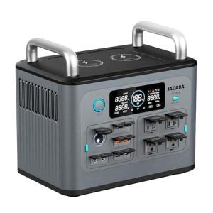 JADADA 1500W Portable Power Station, 1228Wh LiFePO4 Battery Generator with Detachable Magnetic LED Light, Dual 15W Wireless Charger, 0-100% in 1.5Hrs for Outdoor Camping Home Backup Emergency