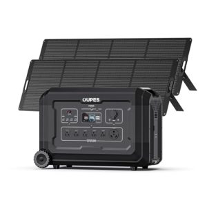 OUPES Mega 5 4000W Power Station with 2 * 240W Solar Panels, 5040Wh LiFePO4 Battery w/6 AC Output, Solar Generator for Home Emergency Backup, RV, In-grid, Off-grid