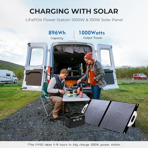 1000W Portable Power Station with 100W Solar Panels - STORCUBE Solar Generator with 896Wh LiFepo4 Battery 1000W AC Output(Peak 2000W), Power Station for Camping, Home, Emergency Backup