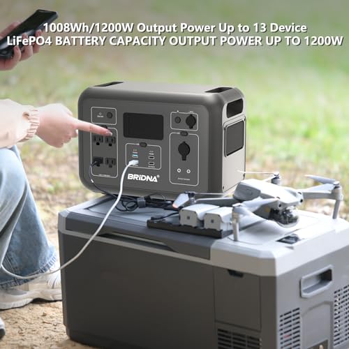 1008Wh LiFePO4 Portable Power Station with 200W Solar Panel, 1200W Solar Generator UPS Backup Battery Power Supply with 13 Outlets(4 AC Outlets) for Outdoors CPAP Camping RV Home Power Outage