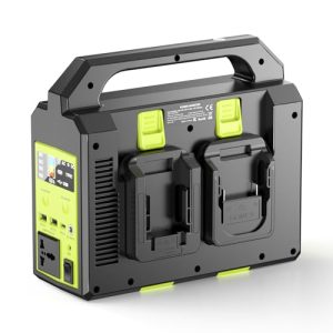 300W Power Supply Inverter Compatible with Dewalt 20V & Milwaukee 18V Battery,DC 20V to AC 110V Pure Sine Wave Power Station with AC Output,Dual USB Charger,Type-C Port,LED Light