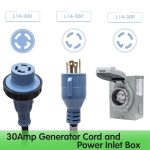 30amp Generator Cord and Power Inlet Box Kit, 25 Feet 4 Prong Generator Inlet Box, NEMA L14-30P/L14-30R Generator Power Inlet, 125/250 Volt, 7500 Watts Generator House Hookup Kit