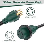 4 Prong 20 Feet 30 Amp Generator Cord and Inlet Box with Locking Connector, Heavy Duty NEMA L14-30P/L14-30R, 125/250V 7500W 10 Gauge SJTW Generator to House Power Cord with Cord Organizer