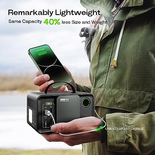 ACACIA 92.16Wh Portable Power Station 25600mAh Camping Solar Generator,Lithium Battery Power with 100W AC,DC,USB QC3.0,PD 3.0,LED Flashlight Solar Power Bank for Home,Camping Emergency, Black