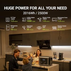 ALLPOWERS R2500 Portable Power Station with SP027 Solar Panel, 2500W 2016Wh LiFePO4 Solar Generator with 100W Panel Included, Solar Power with UPS Function, Fast Charging, 30A RV Port