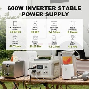 ALLPOWERS R600 BEIGE Portable Power Station With SP027 Solar Panel included, 299Wh 600W LiFePO4 Solar Generator with 100W Solar Panel in, UPS Battery Backup for Outdoor Camping, RVs, Home Use