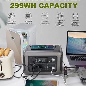 ALLPOWERS R600 Portable Power Station with Carry Bag, 299Wh 600W LiFePO4 Battery Backup, MPPT Solar Generator for Outdoor Camping, RVs, Home Use