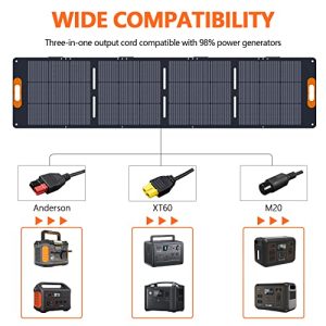 ALLWEI 200W Portable Solar Panel for 1200/2000W Power Station Solar Generator, Foldable 3-in-1 Outputs 18V Solar Charger with Adjustable Kickstand, Waterproof IP68 for Camping Fishing Home Off Grid