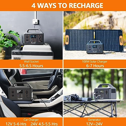 ALLWEI Portable Power Station 500W(Peak 1000W), 461Wh Solar Generator with PD60W USB-C, 2 AC Outlet 110V, 124800mAh Lithium Battery Backup for Outdoor Camping Power Outage CPAP Home Emergency