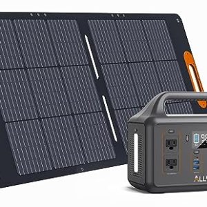 ALLWEI 500W Solar Generator with 100W Solar Panel, 461Wh Portable Power Station with PD60W USB-C, 2 AC Outlet, Solar Power Battery Generator for Outdoor Camping CPAP Home Backup Emergency Power Outage