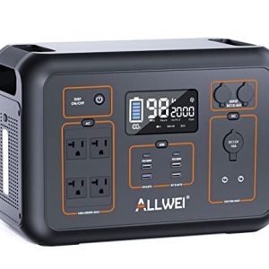 ALLWEI Portable Power Station 2000W(Peak 4000W), 2131Wh Solar Generator with 4 AC Outlet, 6 USB Port, PD100W, 576000mAh Backup Lithium Battery for Camping CPAP Outdoor Emergency (Renewed)