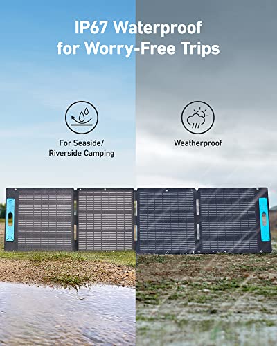 Anker 531 Solar Panel, 200W Foldable Portable Solar Charger, IP67 Waterproof, 23% Higher Energy Conversion Efficiency, Smart Sunlight Alignment, for Camping, RV (Only for 767 Powerhouse) (Renewed)
