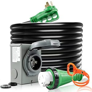 BESYL 50-Amp Generator Cord 25FT and 50-Amp Generator Inlet Box Combo Kit, NEMA 14-50P to SS2-50R Cord with Cord Organizer, NEMA SS2-50P 3R Generator Inlet Box for Outdoor, Waterproof, ETL Listed
