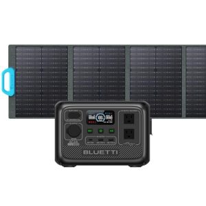 BLUETTI Portable Power Station AC2A with PV120 Solar Panel, 204Wh LiFePO4 Battery Backup w/ 2 300W (600W Power Lifting) AC Outlets, Recharge to 80% in 40 Min., Solar Generator for Outdoor Camping