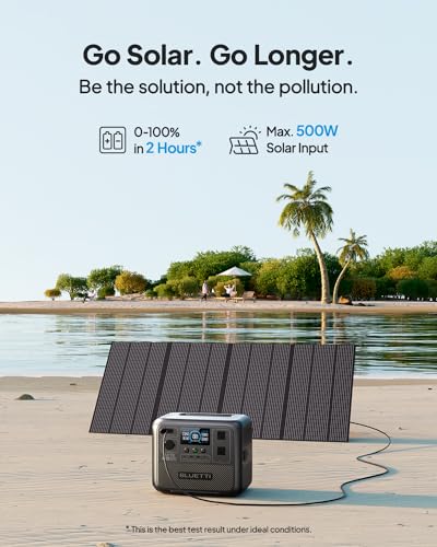 BLUETTI Portable Power Station AC70 with PV200 Solar Panel, 768Wh Solar Generator with 2 1000W AC Outlets, 0-80% in 45 Min., LiFePO4 Power for Camping