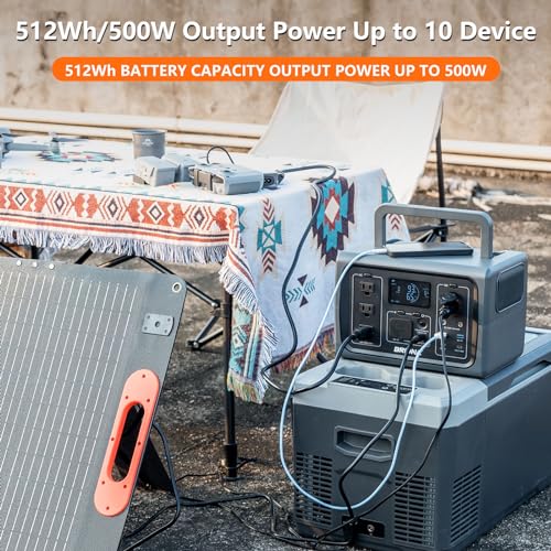 BRIDNA 512Wh LiFePO4 Portable Power Station 500W(Peak 1000W), Battery Backup with UPS Function, Solar Powered Generator for Camping, Battery Backup Power Supply for Home Emergency, Outdoor, CPAP, Trip