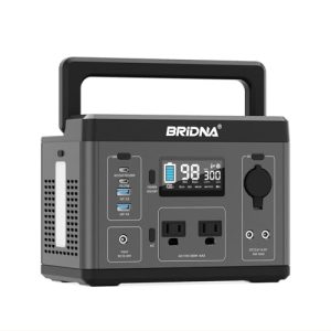 BRIDNA Portable Power Station 296Wh, 300W (Peak 600W) Camping Solar Generator with PD100W USB-C Output, AC 110V Pure Sine Wave Backup Lithium Battery Power for Home Outdoor Camping Emergency Backup