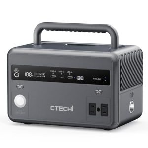 CTECHi Portable Power Station 300W, 299Wh LiFePO4 Power Station, Solar Powered Generator for Camping, Battery Backup Power Supply for Home Emergency Use, Outdoor, CPAP, Trip and Fishing